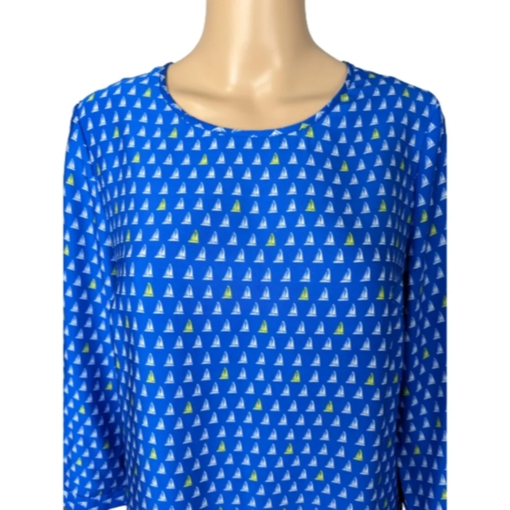 Merona Blue Sailboat Print Blouse M